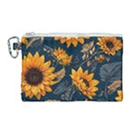 Flowers Pattern Spring Bloom Blossom Rose Nature Flora Floral Plant Canvas Cosmetic Bag (Large)