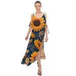Flowers Pattern Spring Bloom Blossom Rose Nature Flora Floral Plant Maxi Chiffon Cover Up Dress
