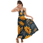 Flowers Pattern Spring Bloom Blossom Rose Nature Flora Floral Plant Backless Maxi Beach Dress