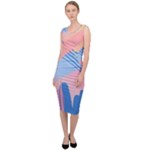 Abstract Lines Dots Pattern Purple Pink Blue Sleeveless Pencil Dress