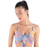 Abstract Lines Dots Pattern Purple Pink Blue Woven Tie Front Bralet