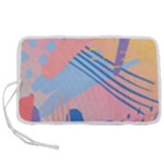 Abstract Lines Dots Pattern Purple Pink Blue Pen Storage Case (M)