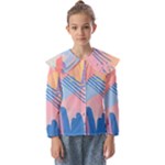 Abstract Lines Dots Pattern Purple Pink Blue Kids  Peter Pan Collar Blouse