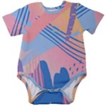 Abstract Lines Dots Pattern Purple Pink Blue Baby Short Sleeve Bodysuit