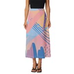 Abstract Lines Dots Pattern Purple Pink Blue Classic Midi Chiffon Skirt