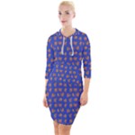 Cute sketchy monsters motif pattern Quarter Sleeve Hood Bodycon Dress