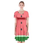 Watermelon Melon Fruit Healthy Food Meal Breakfast Lunch Juice Lemonade Summer Short Sleeve V-neck Flare Dress