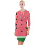 Watermelon Melon Fruit Healthy Food Meal Breakfast Lunch Juice Lemonade Summer Quarter Sleeve Hood Bodycon Dress