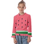 Watermelon Melon Fruit Healthy Food Meal Breakfast Lunch Juice Lemonade Summer Kids  Frill Detail T-Shirt