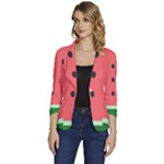 Watermelon Melon Fruit Healthy Food Meal Breakfast Lunch Juice Lemonade Summer Women s One-Button 3/4 Sleeve Short Jacket