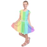 Rainbow Cloud Background Pastel Template Multi Coloured Abstract Kids  Short Sleeve Dress