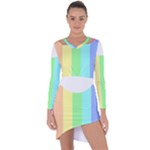 Rainbow Cloud Background Pastel Template Multi Coloured Abstract Asymmetric Cut-Out Shift Dress
