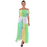 Rainbow Cloud Background Pastel Template Multi Coloured Abstract Off Shoulder Open Front Chiffon Dress