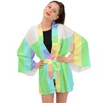 Rainbow Cloud Background Pastel Template Multi Coloured Abstract Long Sleeve Kimono