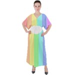 Rainbow Cloud Background Pastel Template Multi Coloured Abstract V-Neck Boho Style Maxi Dress