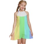 Rainbow Cloud Background Pastel Template Multi Coloured Abstract Kids  Halter Collar Waist Tie Chiffon Dress