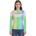 Rainbow Cloud Background Pastel Template Multi Coloured Abstract Women s Cut Out Long Sleeve T-Shirt