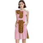 Ice Cream Dessert Food Cake Chocolate Sprinkles Sweet Colorful Drip Sauce Cute Cocktail Party Halter Sleeveless Dress With Pockets