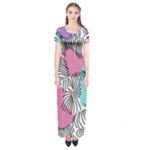 Lines Line Art Pastel Abstract Multicoloured Surfaces Art Short Sleeve Maxi Dress