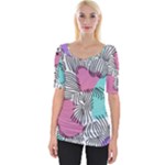 Lines Line Art Pastel Abstract Multicoloured Surfaces Art Wide Neckline T-Shirt