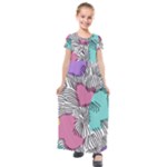 Lines Line Art Pastel Abstract Multicoloured Surfaces Art Kids  Short Sleeve Maxi Dress