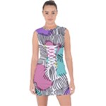 Lines Line Art Pastel Abstract Multicoloured Surfaces Art Lace Up Front Bodycon Dress