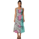 Lines Line Art Pastel Abstract Multicoloured Surfaces Art Square Neckline Tiered Midi Dress