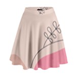 Pink Pattern Line Art Texture Minimalist Design High Waist Skirt