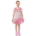 Pink Pattern Line Art Texture Minimalist Design Kids  Short Sleeve Velvet Dress