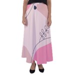 Pink Pattern Line Art Texture Minimalist Design Flared Maxi Skirt