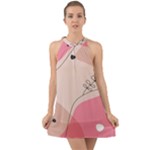 Pink Pattern Line Art Texture Minimalist Design Halter Tie Back Chiffon Dress