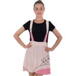 Pink Pattern Line Art Texture Minimalist Design Velvet Suspender Skater Skirt