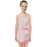 Pink Pattern Line Art Texture Minimalist Design Kids  Summer Sun Dress