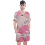 Pink Pattern Line Art Texture Minimalist Design Men s Mesh T-Shirt and Shorts Set