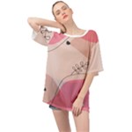 Pink Pattern Line Art Texture Minimalist Design Oversized Chiffon Top