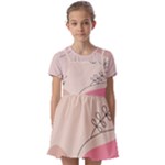 Pink Pattern Line Art Texture Minimalist Design Kids  Short Sleeve Pinafore Style Dress
