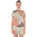 Pattern Line Art Texture Minimalist Design Drop Hem Mini Chiffon Dress