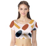 Boho Bohemian Style Design Minimalist Aesthetic Pattern Art Shapes Lines Short Sleeve Crop Top