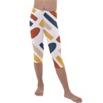 Boho Bohemian Style Design Minimalist Aesthetic Pattern Art Shapes Lines Kids  Lightweight Velour Capri Leggings 