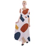 Boho Bohemian Style Design Minimalist Aesthetic Pattern Art Shapes Lines Half Sleeves Maxi Dress