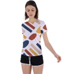 Boho Bohemian Style Design Minimalist Aesthetic Pattern Art Shapes Lines Back Circle Cutout Sports T-Shirt