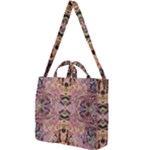 Pink on brown Square Shoulder Tote Bag