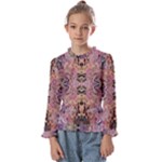 Pink on brown Kids  Frill Detail T-Shirt