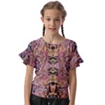 Pink on brown Kids  Cut Out Flutter Sleeves