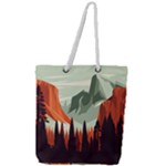 Mountain Travel Canyon Nature Tree Wood Full Print Rope Handle Tote (Large)