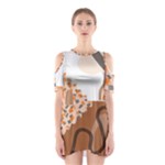 Bohemian Digital Minimalist Boho Style Geometric Abstract Art Shoulder Cutout One Piece Dress