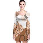 Bohemian Digital Minimalist Boho Style Geometric Abstract Art Long Sleeve Velvet Bodycon Dress