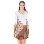 Bohemian Digital Minimalist Boho Style Geometric Abstract Art Long Sleeve V-neck Flare Dress