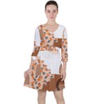 Bohemian Digital Minimalist Boho Style Geometric Abstract Art Quarter Sleeve Ruffle Waist Dress