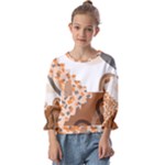 Bohemian Digital Minimalist Boho Style Geometric Abstract Art Kids  Cuff Sleeve Top